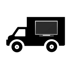 Ecran de télévision en livraison dans un camion