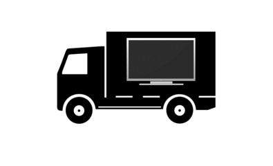 Fototapeta premium Ecran de télévision en livraison dans un camion