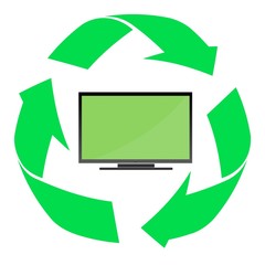 Ecran de télévision dans un symbole recyclage