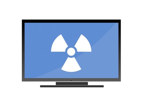 Symbole nucléaire dans un écran de télévision