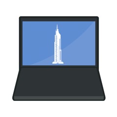 Gratte-ciel dans un ordinateur portable