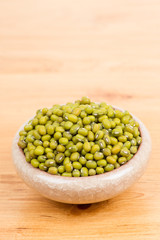 Green mung beans in bowl