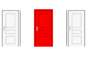 closed red door