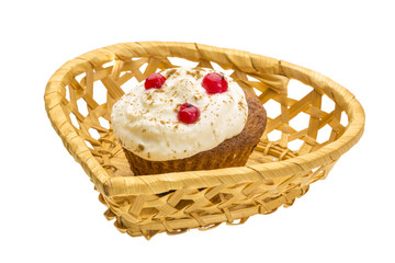 Fototapeta na wymiar Cupcake with cream