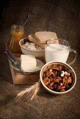 healthy  meal with bread , cereals