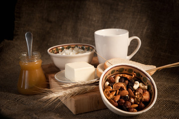 healthy  meal with bread , cereals