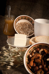 healthy  meal with bread , cereals