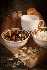 healthy  meal with bread , cereals