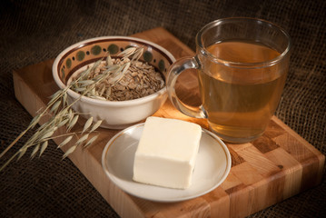 healthy  meal with bread , cereals