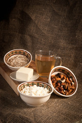 healthy  meal with bread , cereals