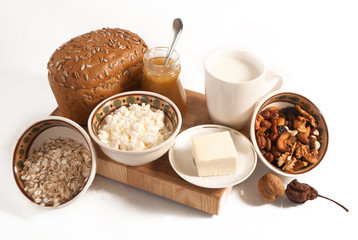 healthy  meal with bread , cereals
