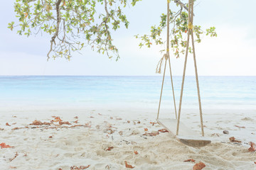 Wood swing on beach