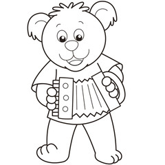 Cartoon Bear Playing an Accordion