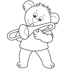 Cartoon Bear Playing a Trombone