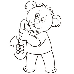 Cartoon Bear Playing a Saxophone