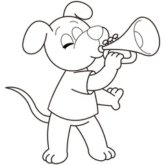 Cartoon Dog Playing a Trumpet