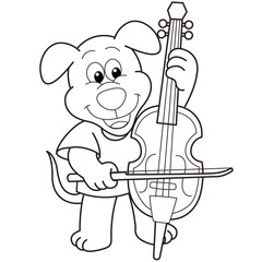 Cartoon Dog Playing a Cello