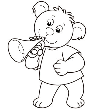 recommend clip art: Cartoon Bear Playing a Trumpet