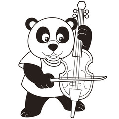 Cartoon Panda Playing a Cello