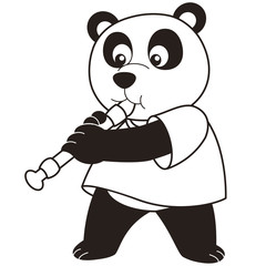 Cartoon Panda Playing an Oboe