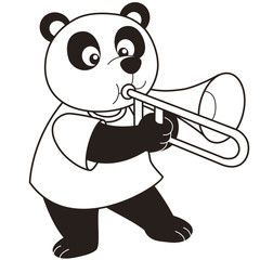 Cartoon Panda Playing a Trombone