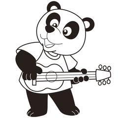 Cartoon Panda Playing a Guitar