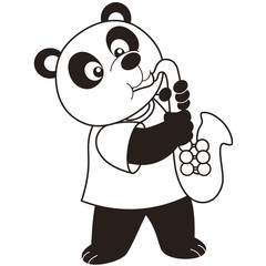 Cartoon Panda Playing a Saxophone