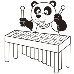 Cartoon Panda Playing a Vibraphone