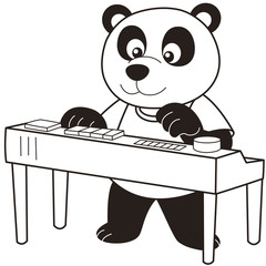 Cartoon Panda Playing an Electronic Organ