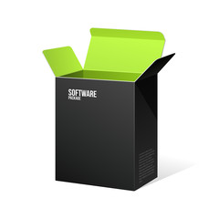 Software Package Box Opened Black Inside Green