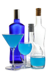 Alcohol in blue bottle