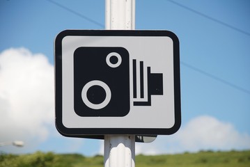 Speed camera warning sign, Folkestone, England