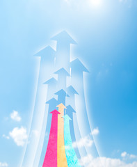 Fototapeta premium Arrowheads fly upward to sky
