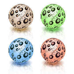 Conceptual apps icons or logos (as asteroids).