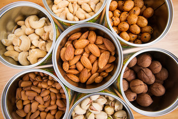 Assorted nuts in Iron pot