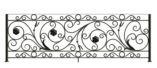 Iron fence with flowers and leaves