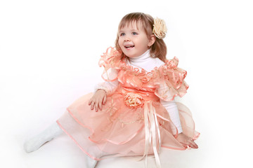 Happy smiling funny little girl isolated on white background