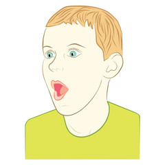 young boy with surprised face expression