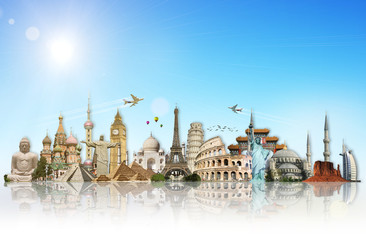 Travel the world monuments concept © sdecoret