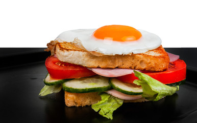 sandwich isolated on black and white background