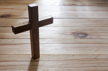 Cross over  wood table with window light
