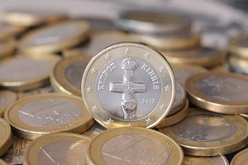 Euro-Münze Zypern, Cyprus - obrazy, fototapety, plakaty