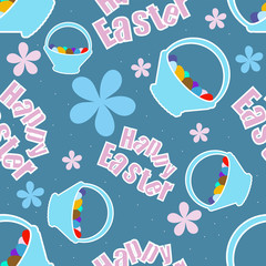 Vintage Easter seamless pattern with decorated eggs.