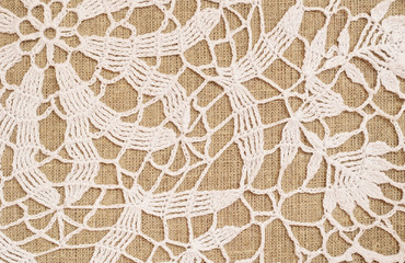 Canvas with crochet lace - obrazy, fototapety, plakaty