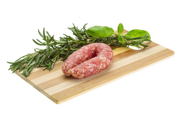 Salami with rosemary, basil