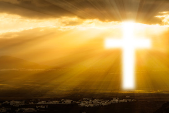 religious cross  glowing in heaven