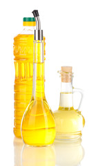 Different types of oil isolated on white