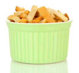 Crackers in  bowl, isolated on white
