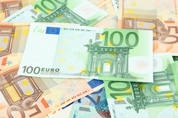 Euro banknotes close-up