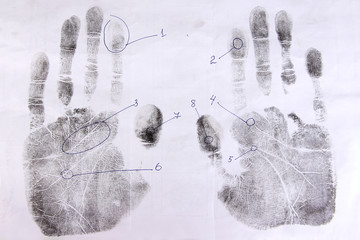 Fingerprints close-up isolated on white